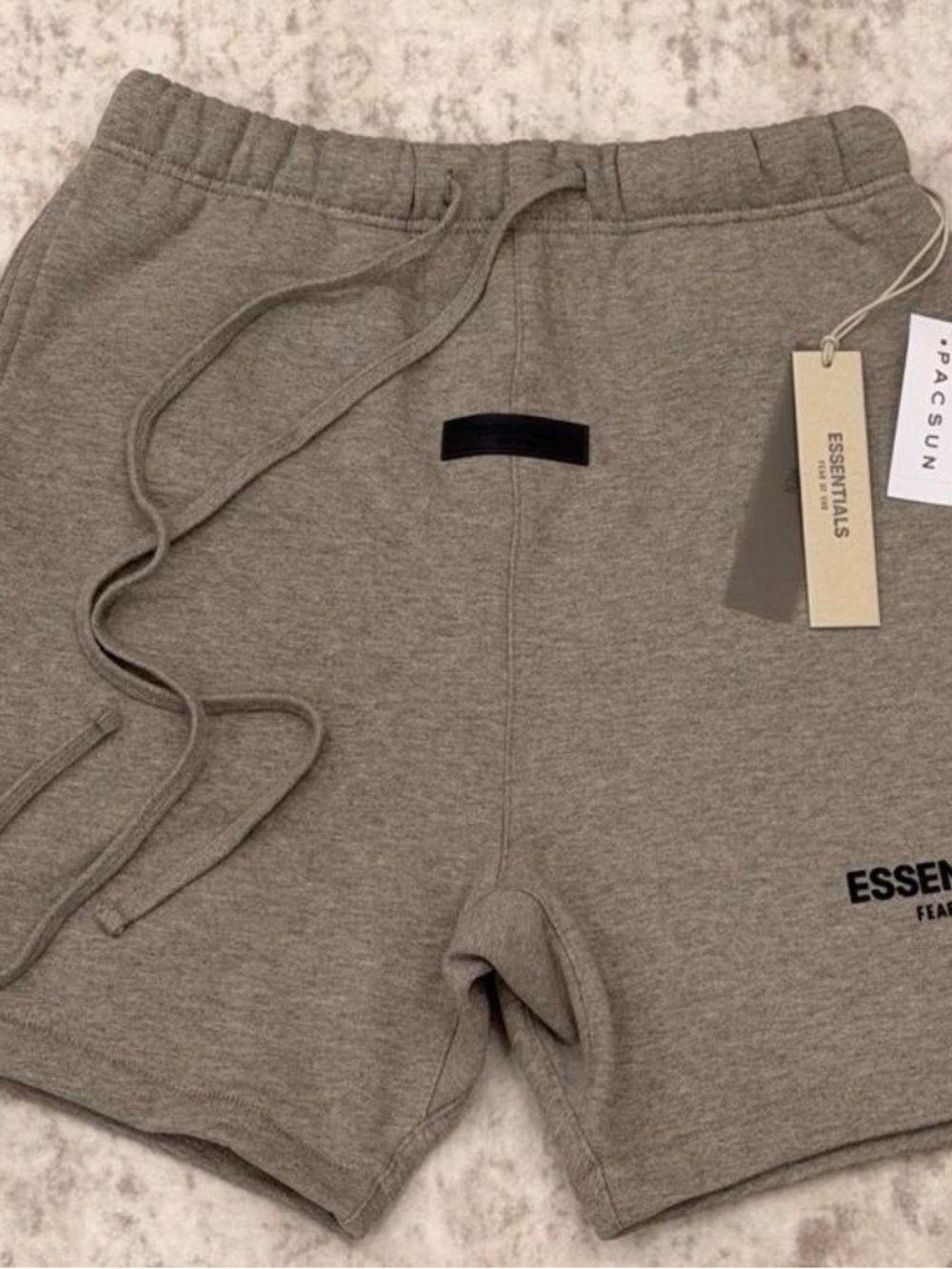 Essentials Stone Gray Drawstring Knit Shorts